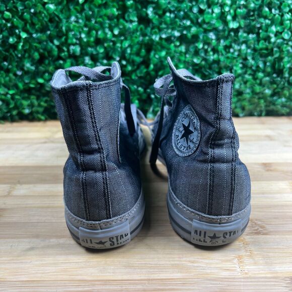 Converse Chuck Taylor Gray Pin Stripe Hi Tops Shoes Mens Sz 6 Womens Sz 8 - Picture 3 of 8